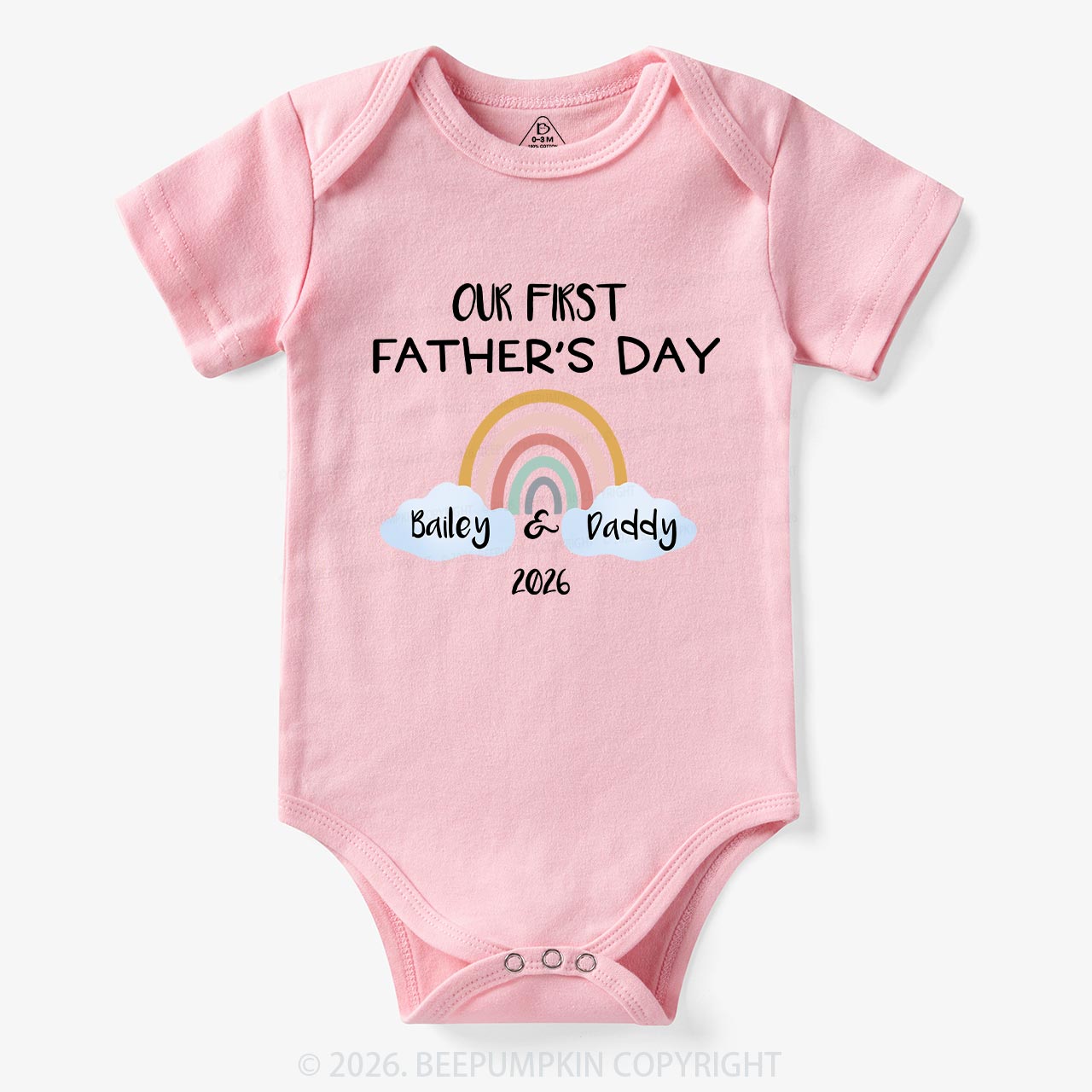Personalization Our First Father's Day Rainbow Bodysuit For Baby