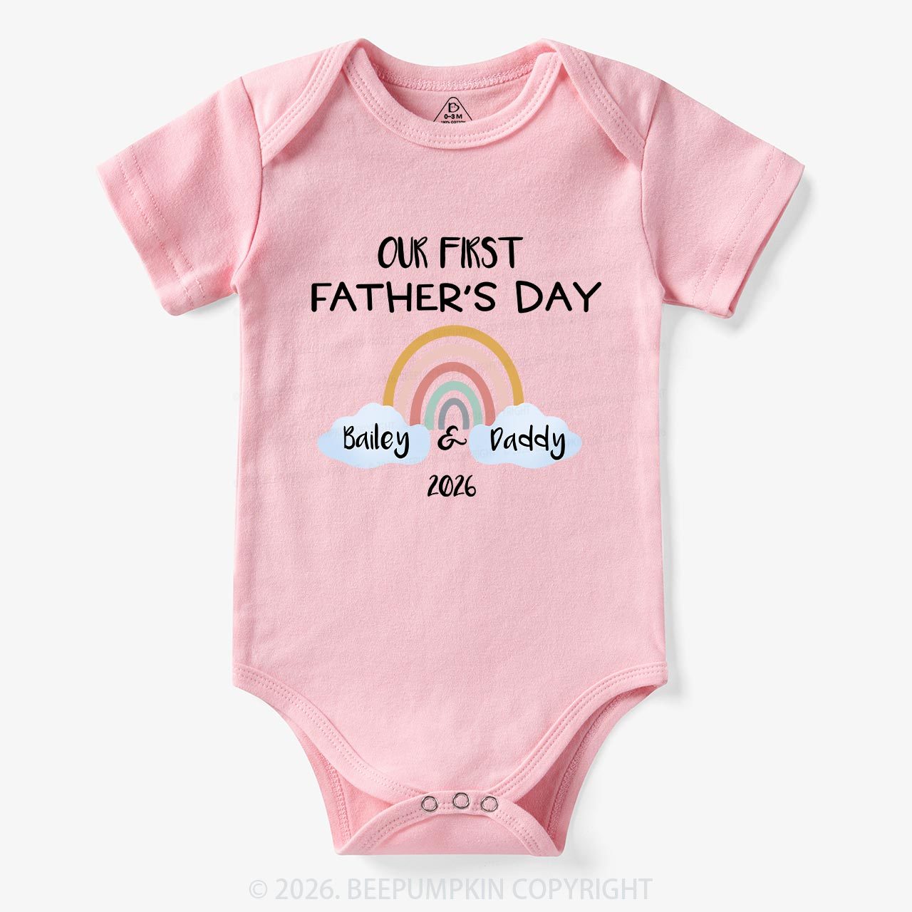 Personalization Our First Father's Day Rainbow Bodysuit For Baby