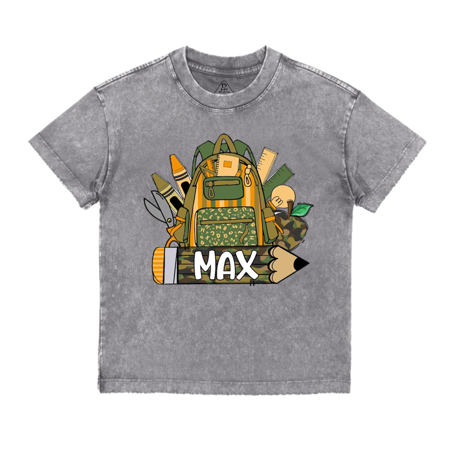 Personalized Name Camouflage School Bag Toddler&Kids Washed Tees