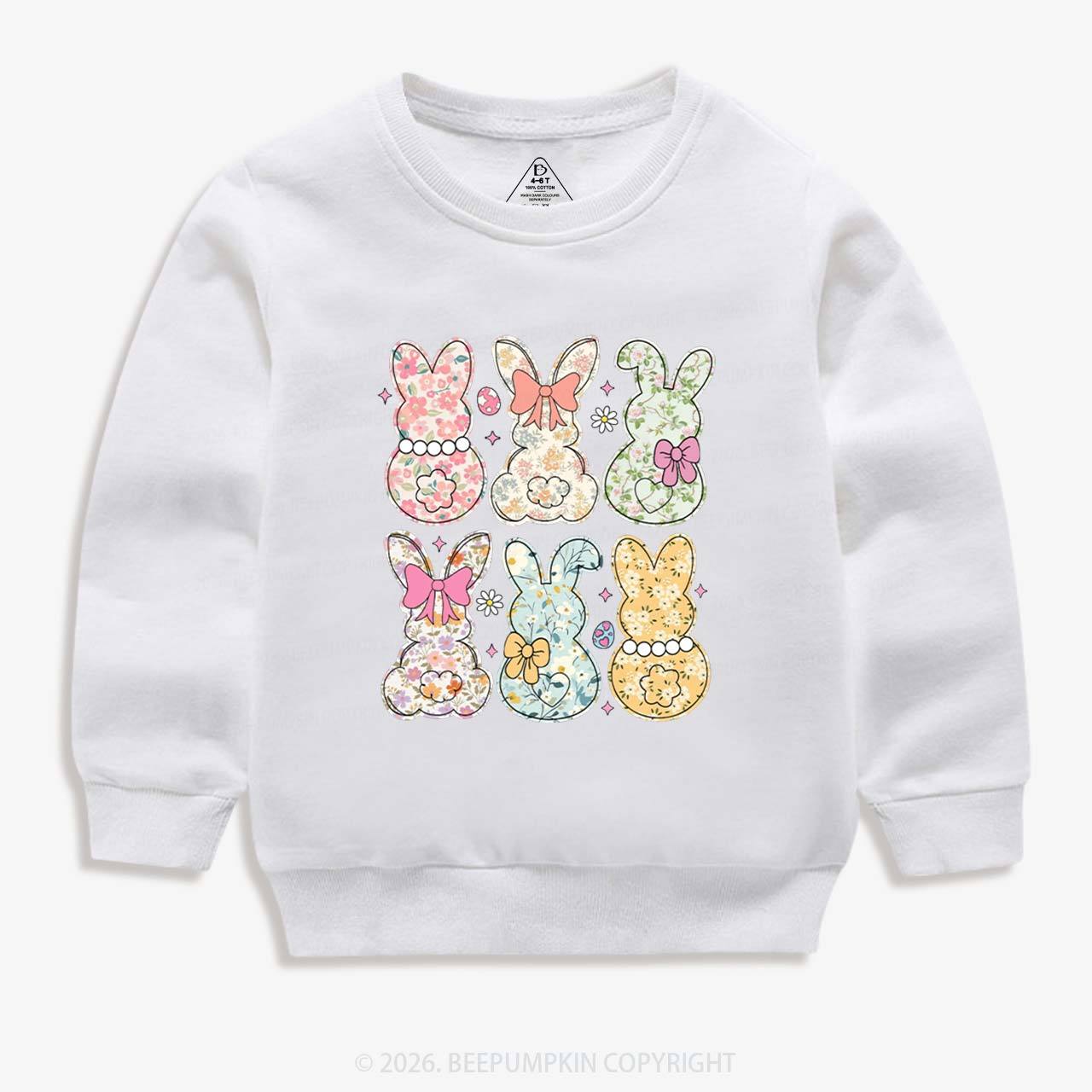 Vintage Spring Floral Bunny Bows Kid's Sweatshirt