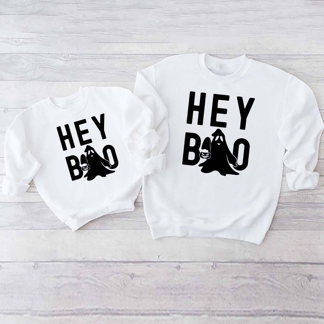 Halloween Hey Boo Carrying A Pumpkin Matching Family Sweatshirts