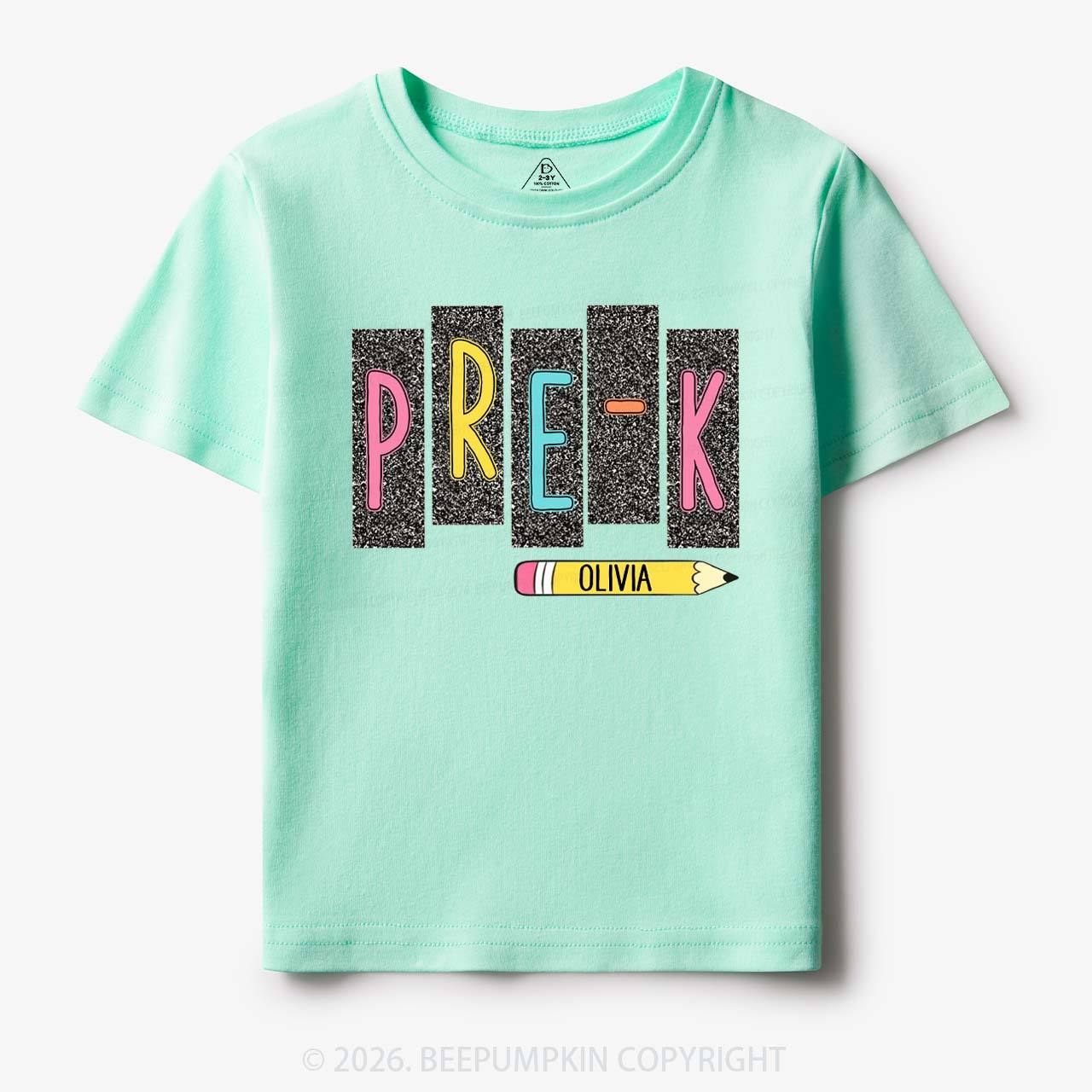 Personalized Name Preppy Daisy Floral Back to School Toddler&Kid's Tees