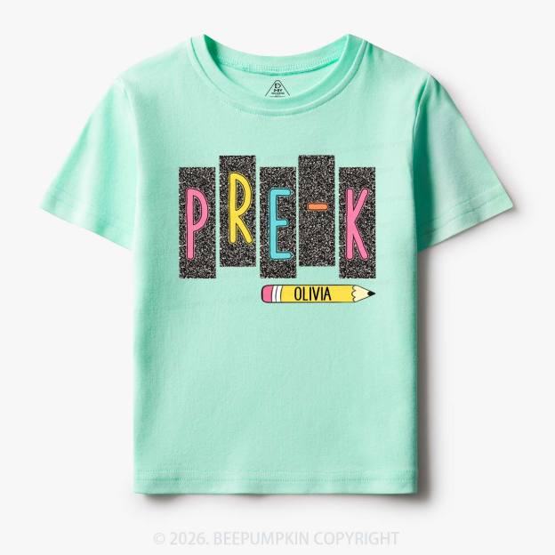 Personalized Name Preppy Daisy Floral Back to School Toddler&Kid's Tees