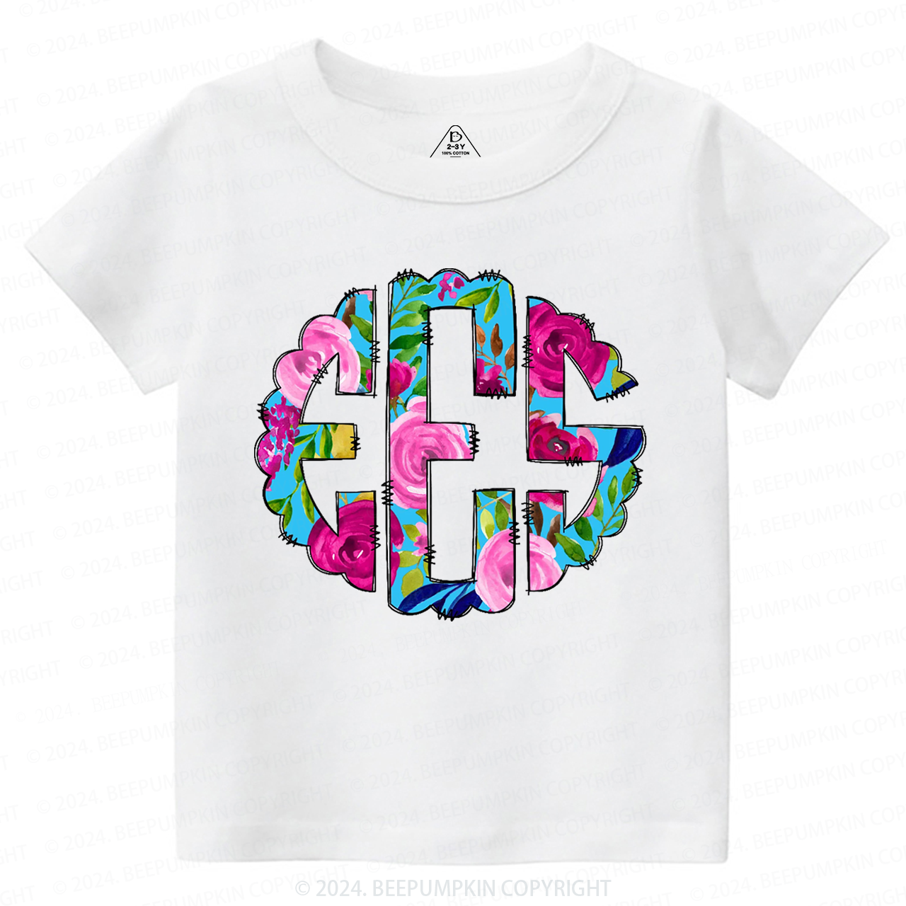 Personalized Floral Toddler&Kids Tees Beepumpkin