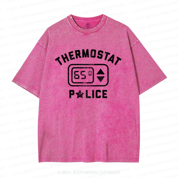 Thermostat Police Dad Washed T-Shirts 