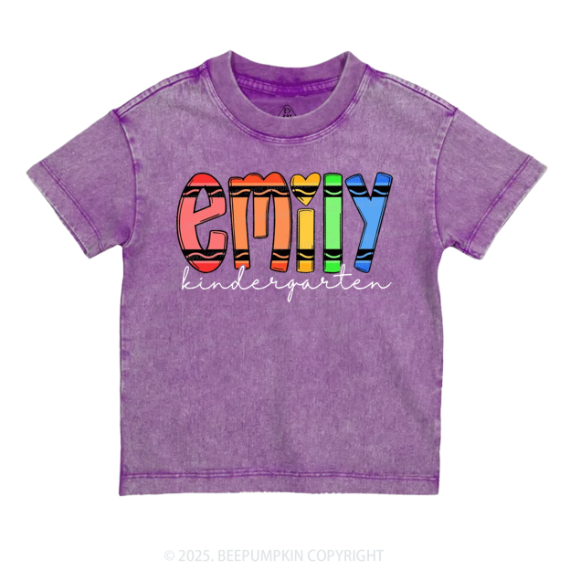 Personalized Colored Crayon Name Toddler&Kids Washed Tees
