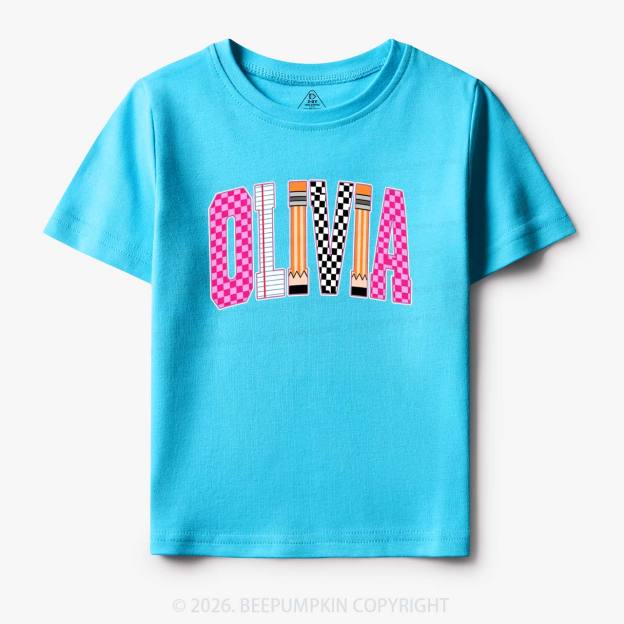 Personalized Name Retro School Preppy Toddler&Kid's Tees