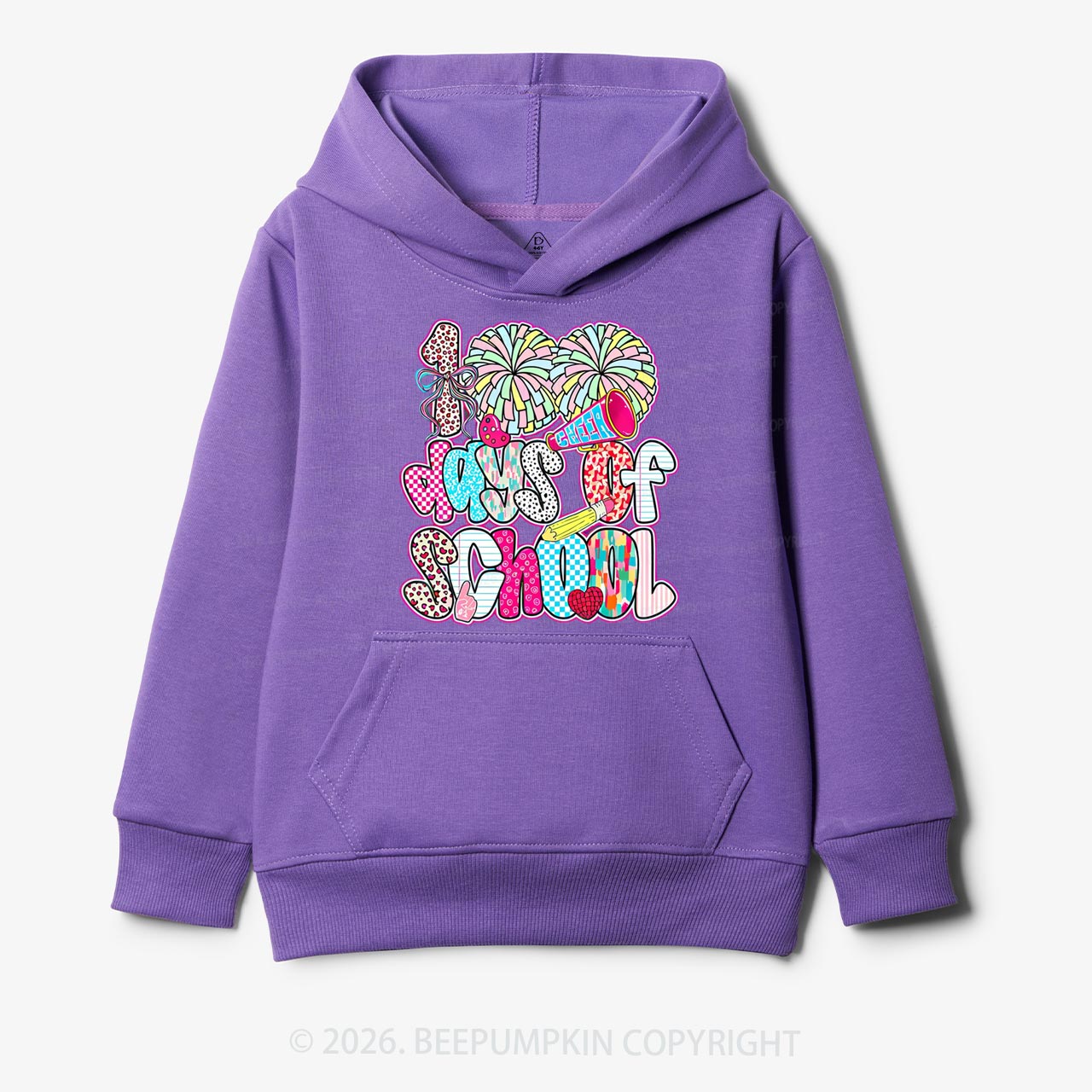 Cheer For 100 Days Pom Pom School Spirit Toddler&Kid's Hoodies