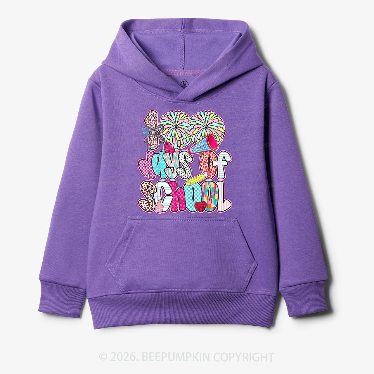 Cheer For 100 Days Pom Pom School Spirit Toddler&Kid's Hoodies