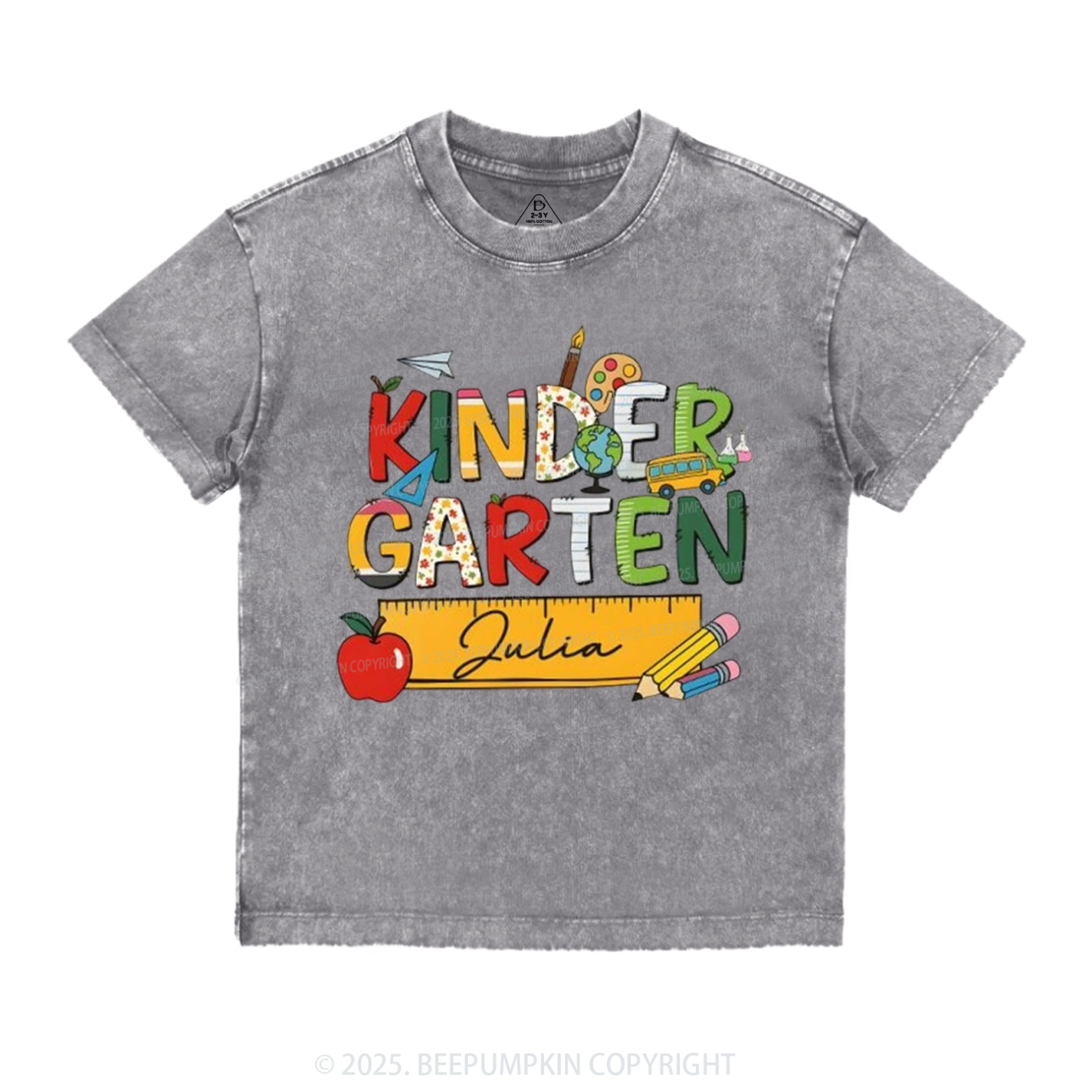 Personalized Kindergarten Name Toddler&Kids Washed Tees
