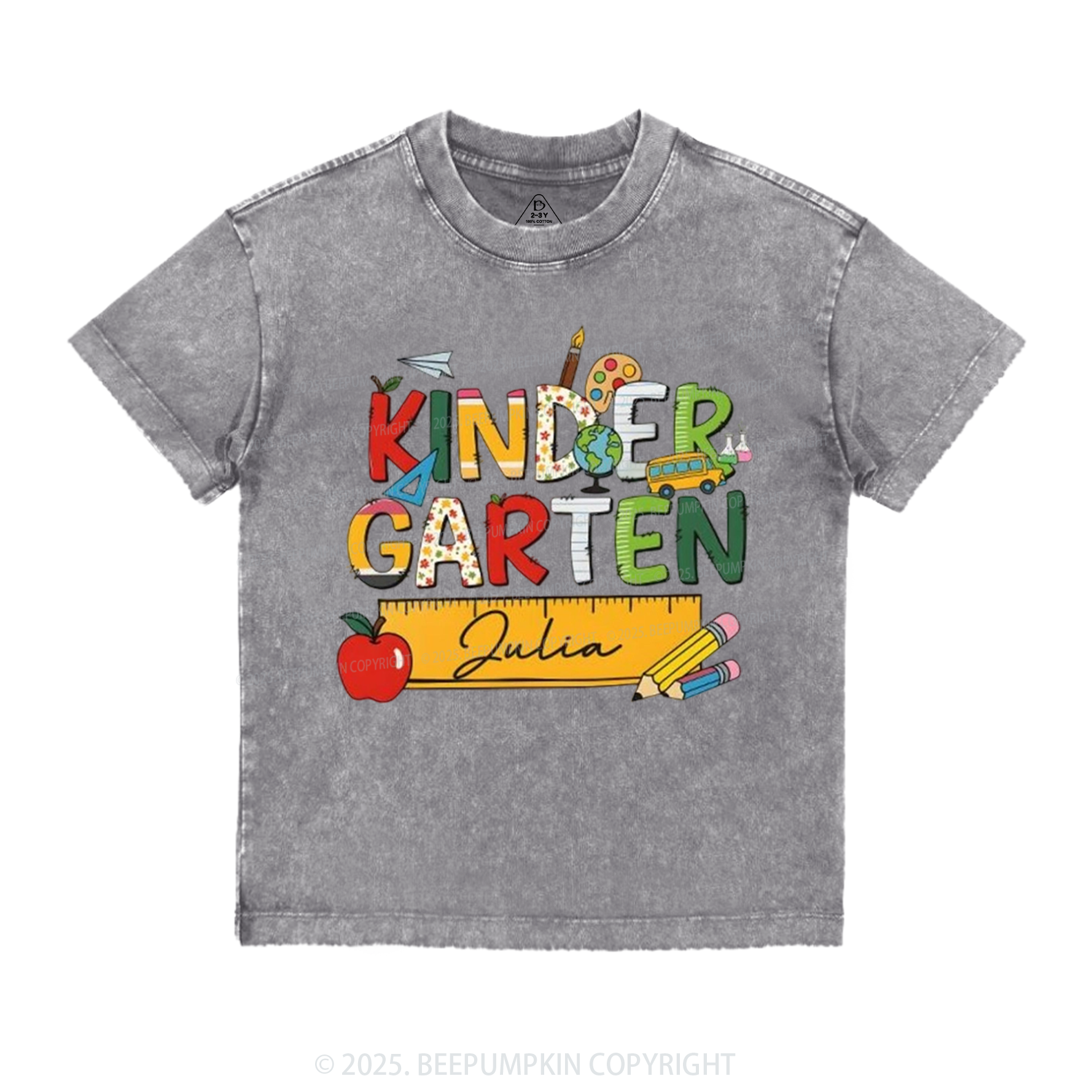 Personalized Kindergarten Name Toddler&Kids Washed Tees