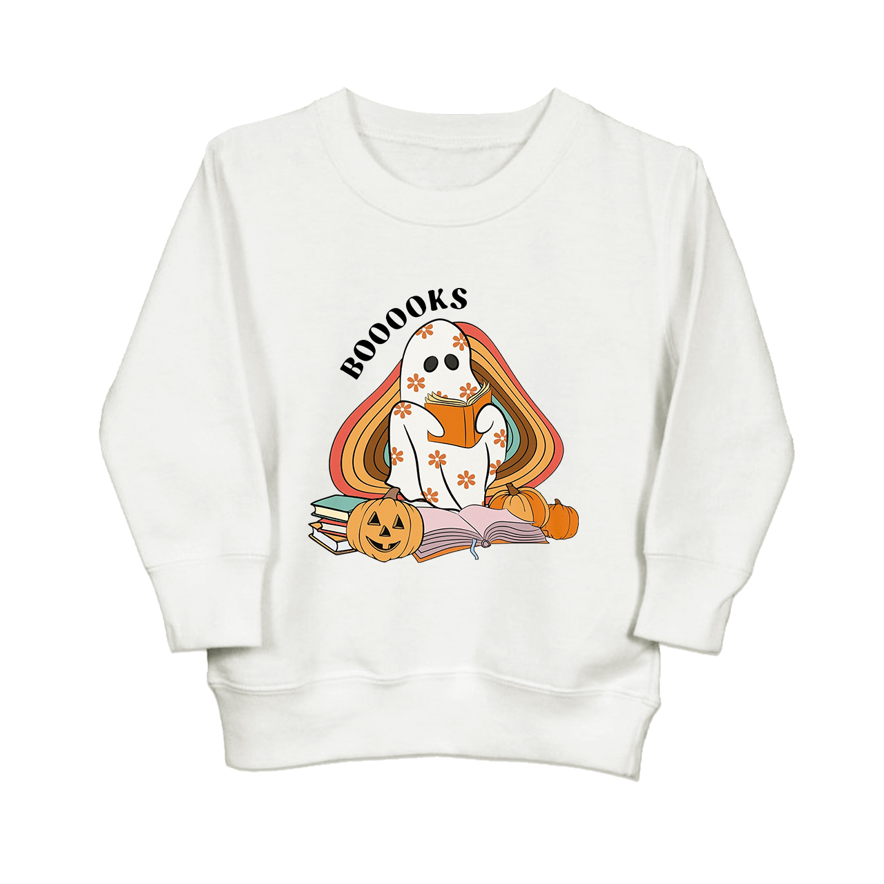 Retro Books Ghost Halloween Toddler Sweatshirt