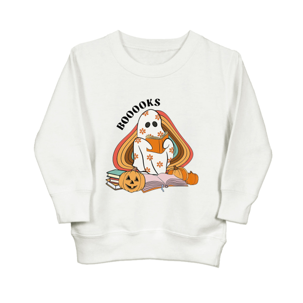 Retro Books Ghost Halloween Toddler Sweatshirt