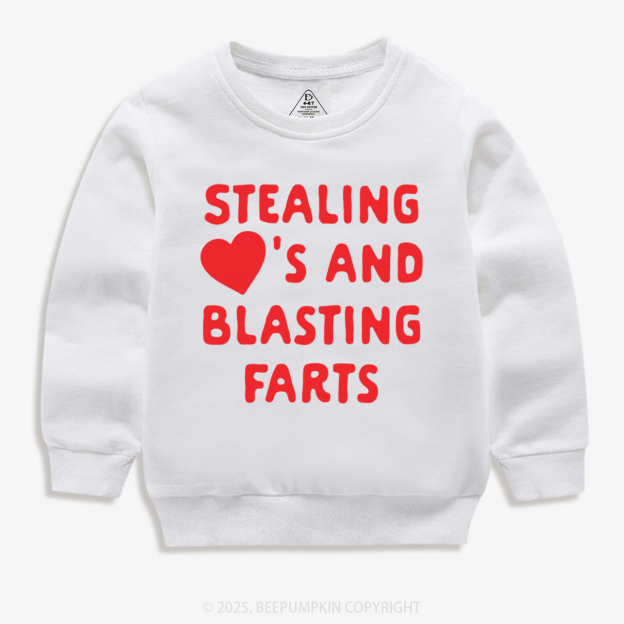 Stealing Hearts Blasting Farts Valentine's Day Kid's Sweatshirt