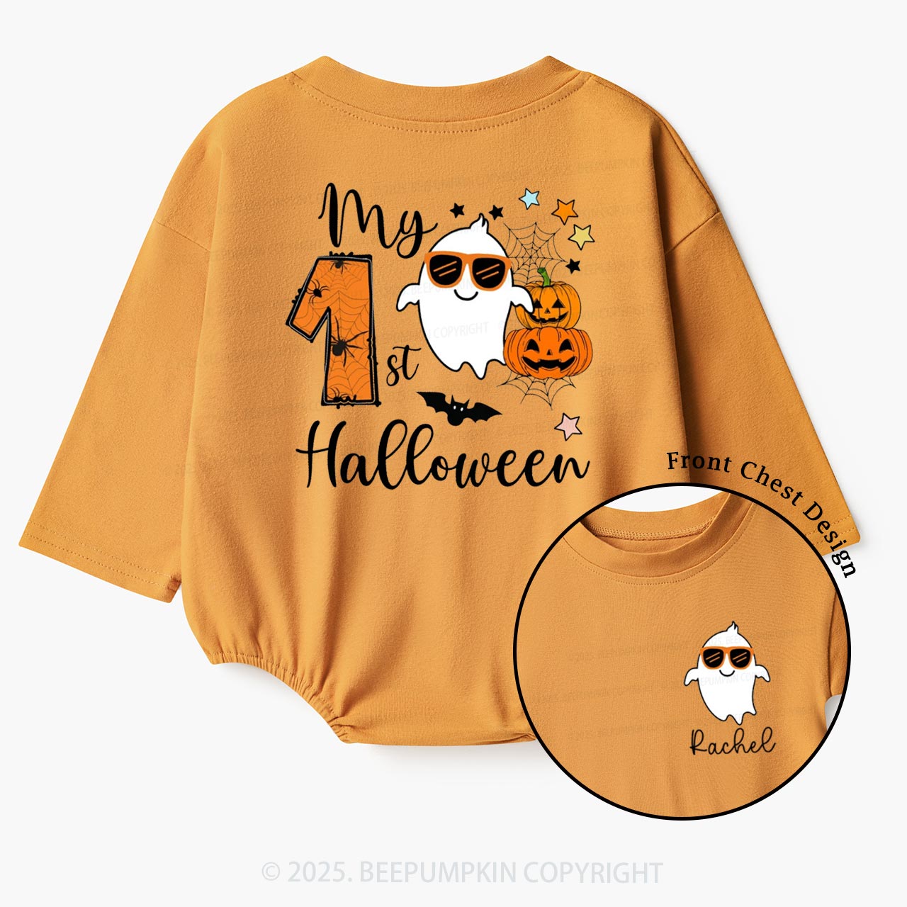 Personalized My First Halloween Baby Bubble Romper Beepumpkin Sale - Main Image