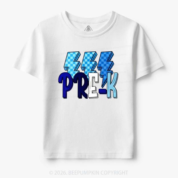 Pixel Blue Checkered Grade Level Toddler&Kid's Tees