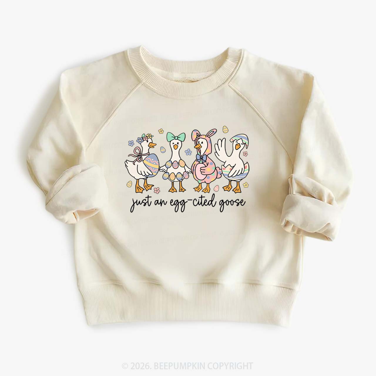 Just an Egg-cited Goose Happy Easter Kid's Sweatshirt