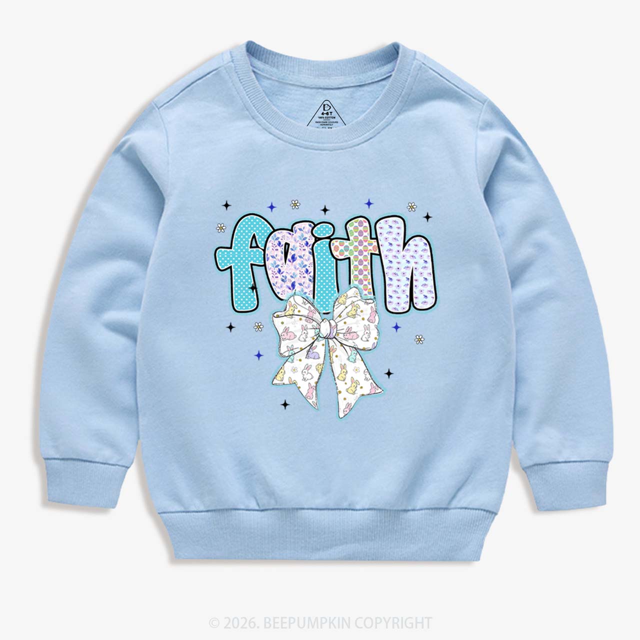 Blooming Faith Bunny Bow Kid's Sweatshirt