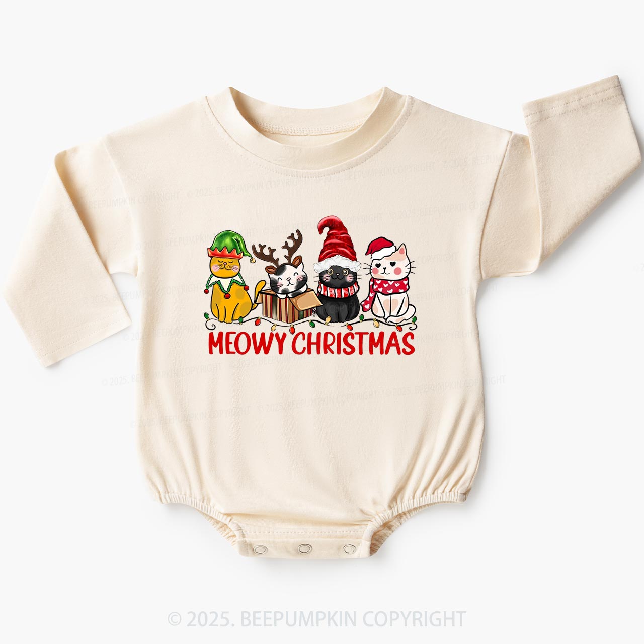 Meowy Christmas Baby Bubble Romper Beepumpkin