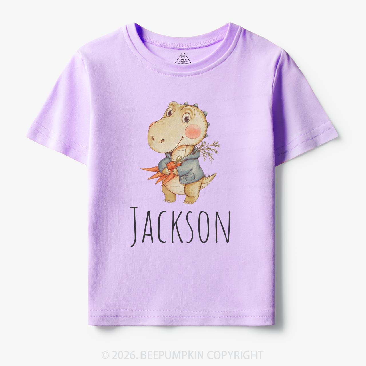 Personalized Watercolor Dino Friend Toddler&Kid's Tees