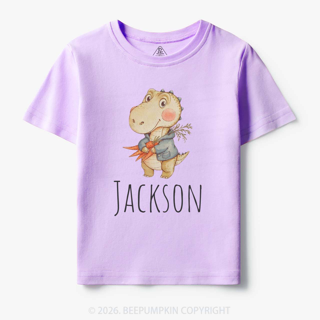 Personalized Watercolor Dino Friend Toddler&Kid's Tees