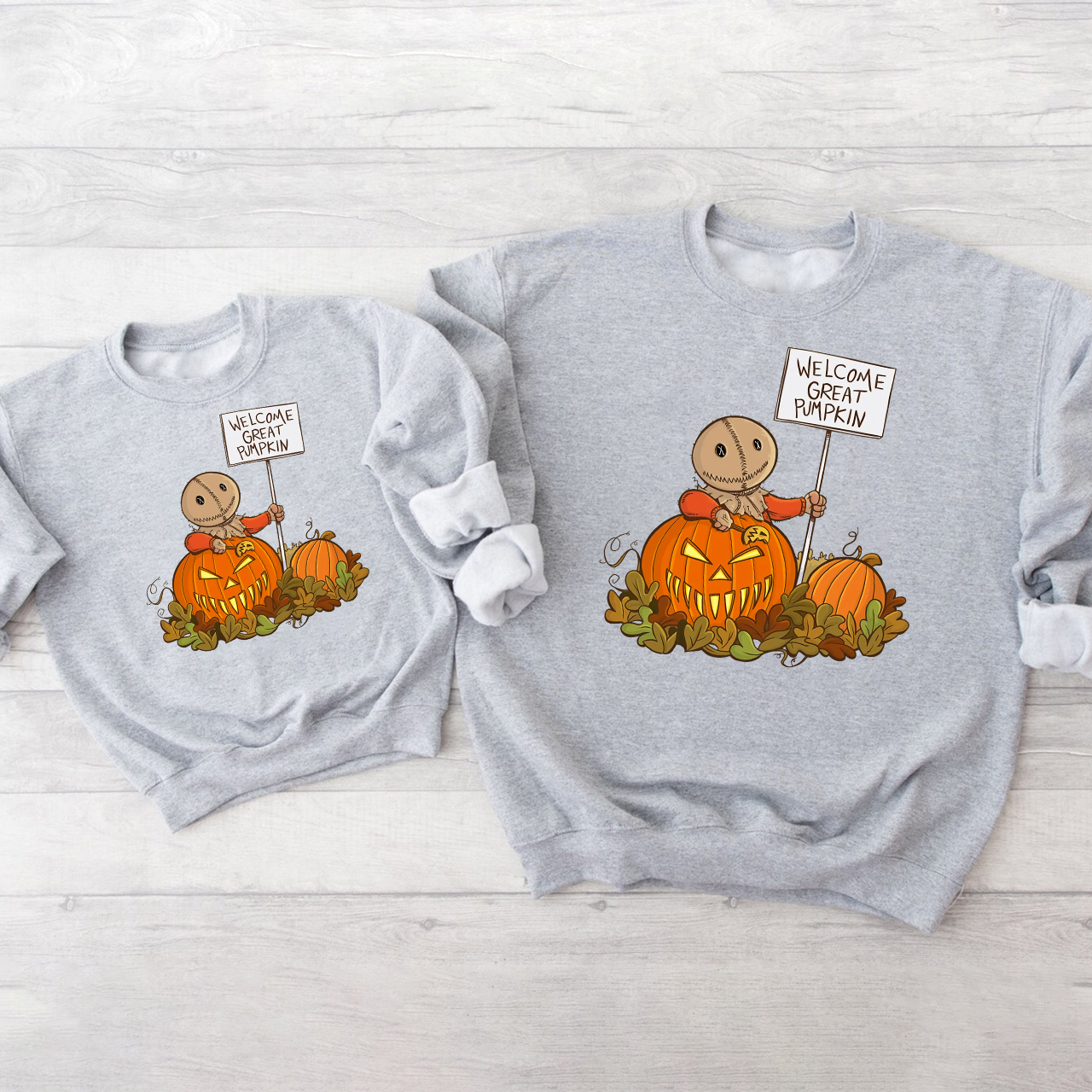 Welcome Great Pumpkin Halloween Matching Sweatshirts