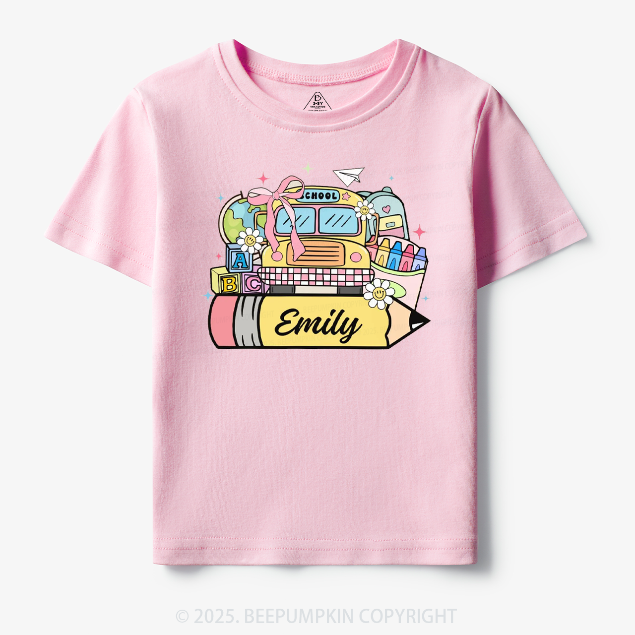 Personalized Kid Name School Bus Toddler&Kid's Tees Beepumpkin
