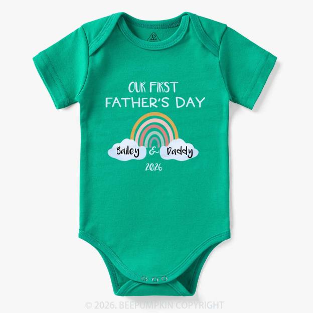 Personalization Our First Father's Day Rainbow Bodysuit For Baby