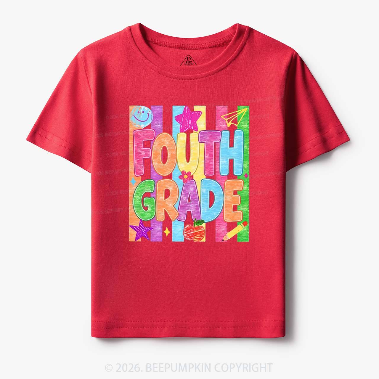 Personalized Crayon Colorful Drawn Striped Back To School Toddler&Kid's Tees