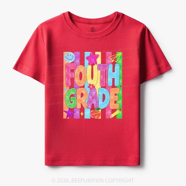 Personalized Crayon Colorful Drawn Striped Back To School Toddler&Kid's Tees