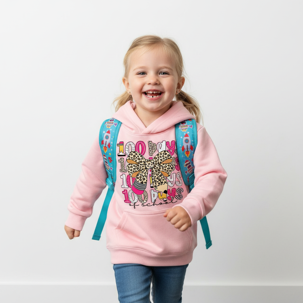 Leopard Love 100 Days Of  School Edition Toddler&Kid's Hoodies