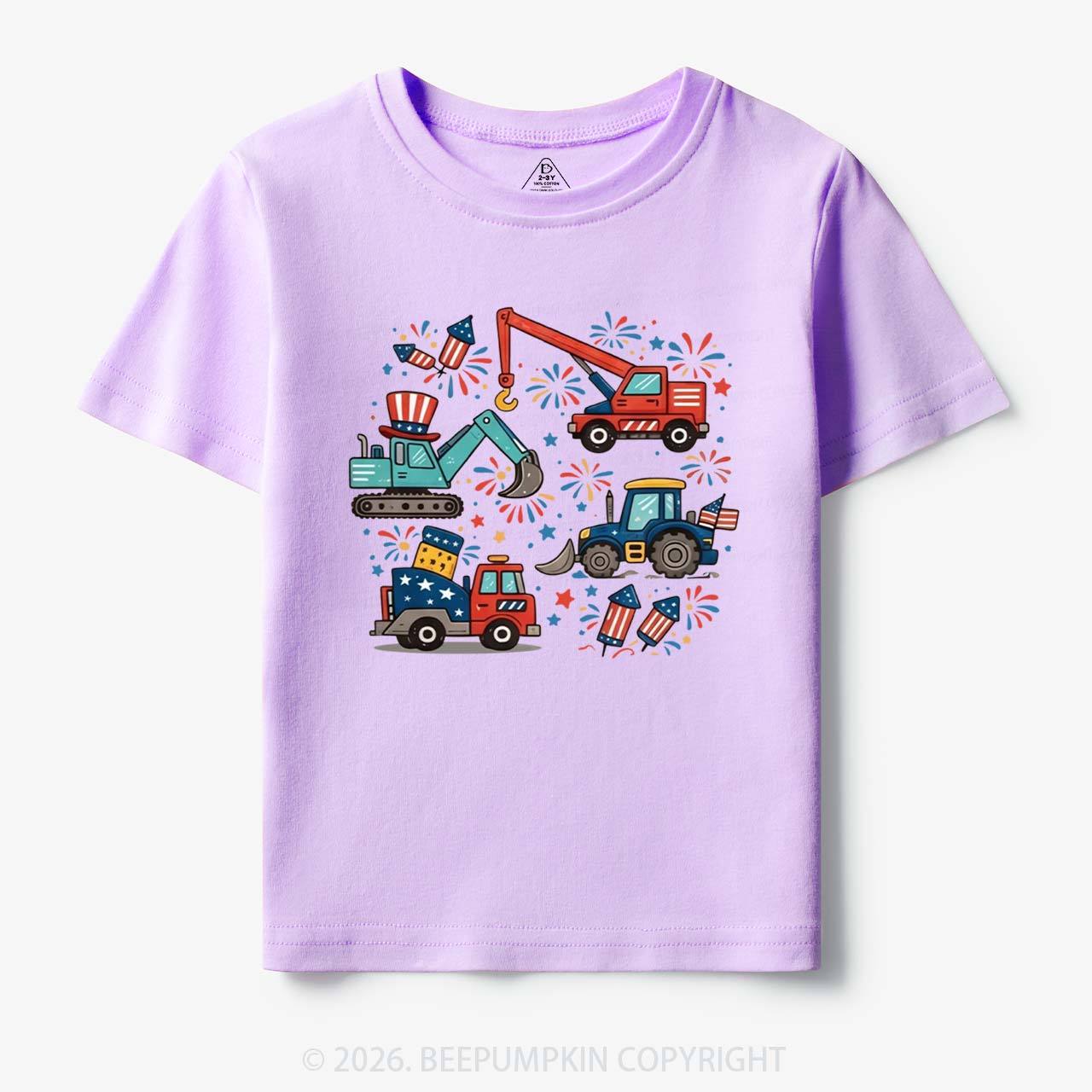 4th of July Construction Patriotic Truck Toddler&Kid's Tees