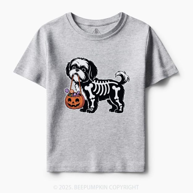 Halloween Skeleton Dog Toddler&Kid's Tees Beepumpkin