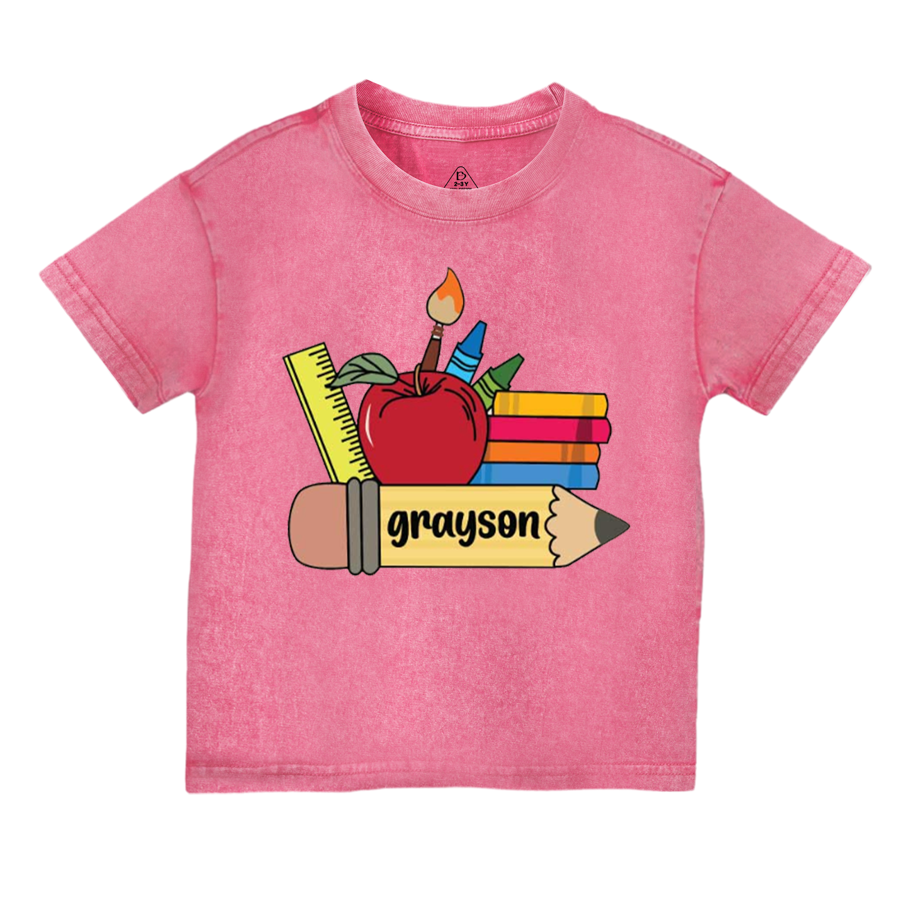 Personalized Name School Supplies  Toddler&Kids Washed Tees