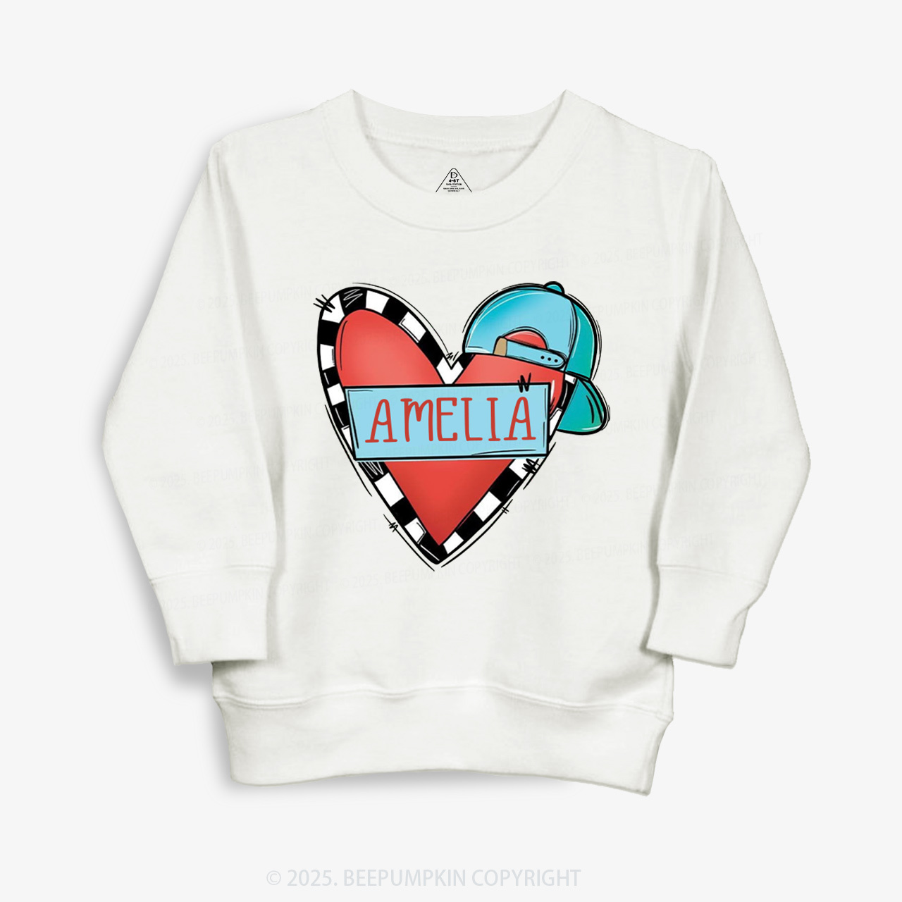Personalized Cool Heart Valentine Kid's Sweatshirt