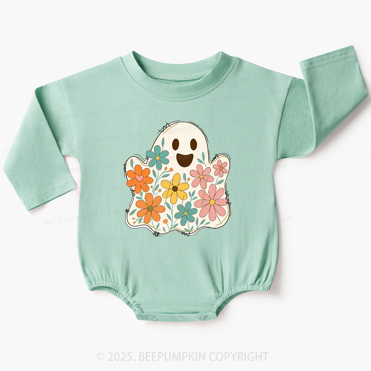Spooky Floral Halloween Baby Bubble Romper Beepumpkin