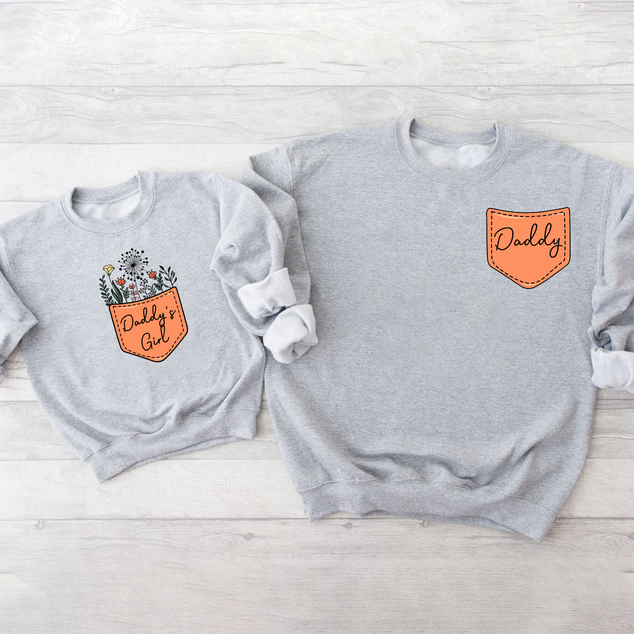 Daddy & Daddy's Girl Flowers Matching Dad And Me Sweatshirts