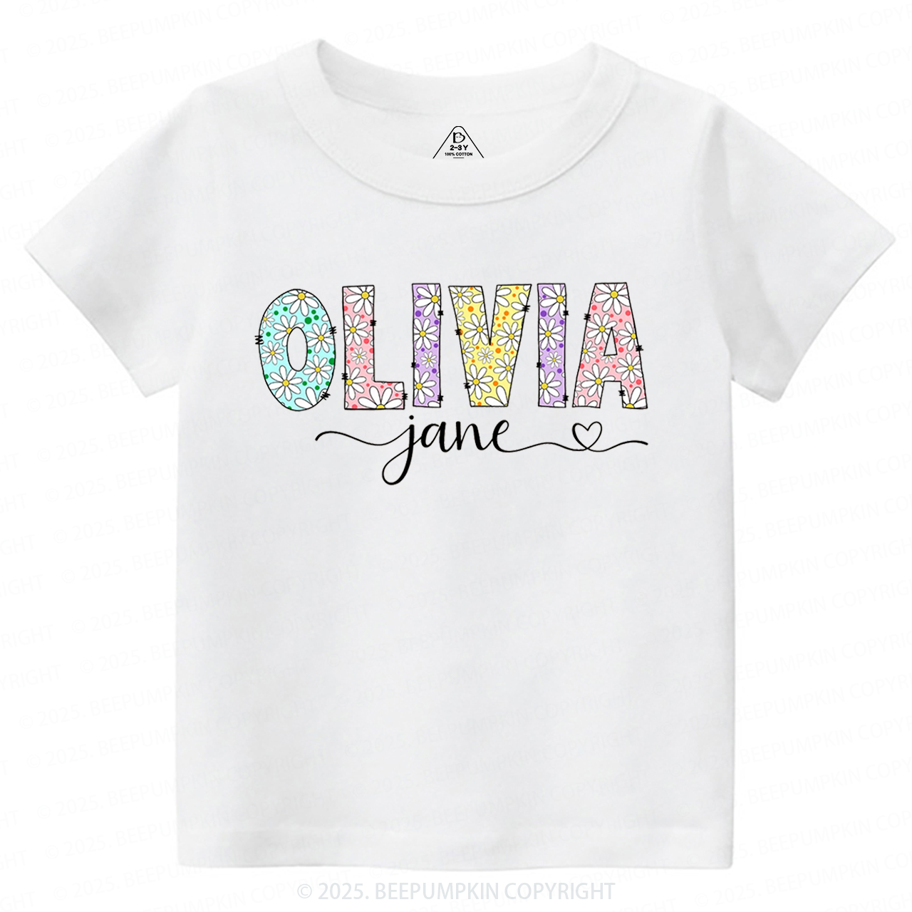 Personalized Name With Daisies Toddler&Kid's Tees Beepumpkin