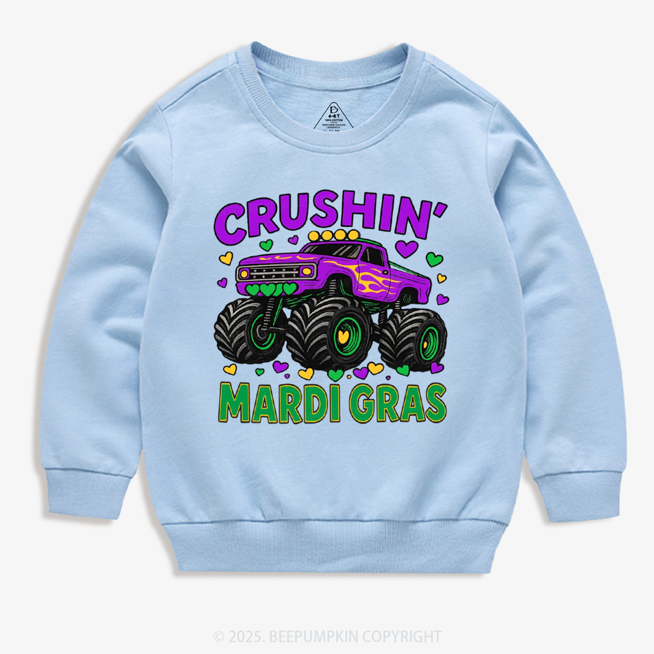 Crushin' Mardi Gras Monster Truck Kid's Sweatshirt