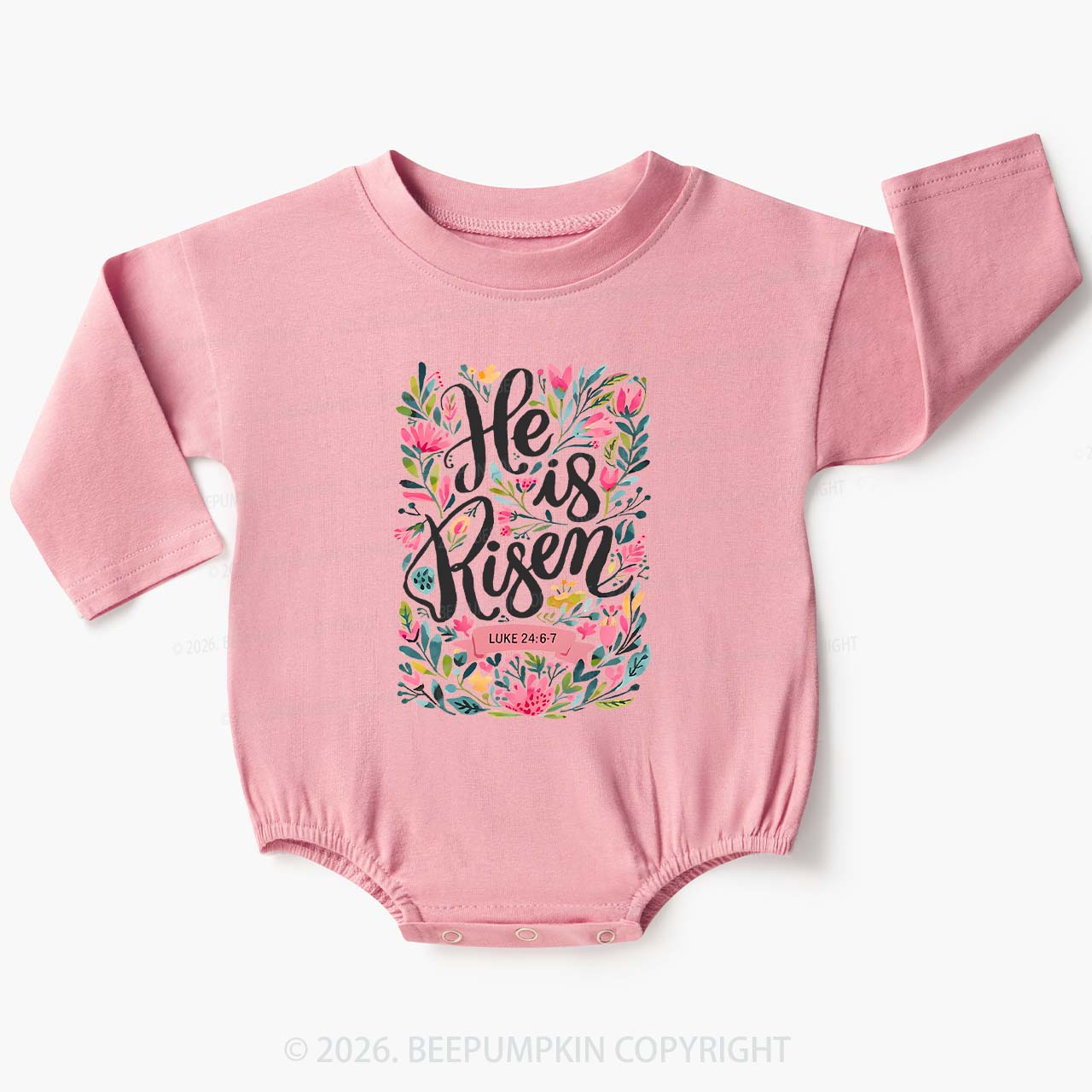 He is Risen Blooming Grace Easter Baby Bubble Romper