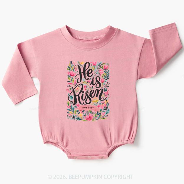 He is Risen Blooming Grace Easter Baby Bubble Romper
