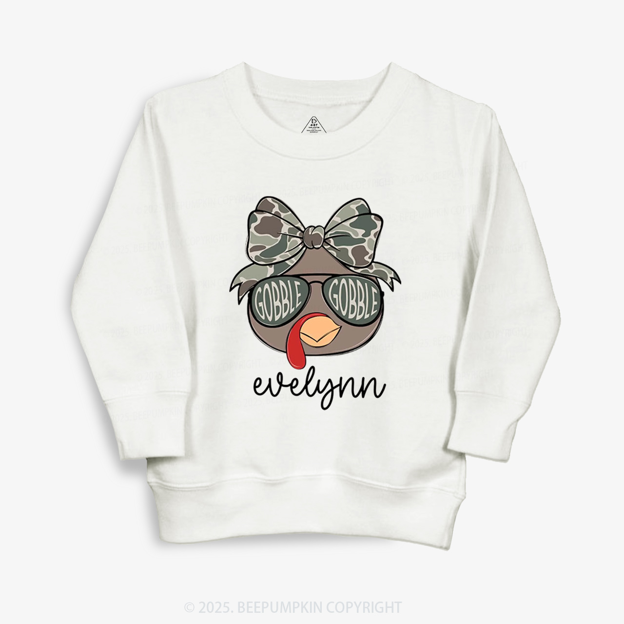 Personalized Boys/Girl Turkey Camo Thanksgiving Kid's Sweatshirt