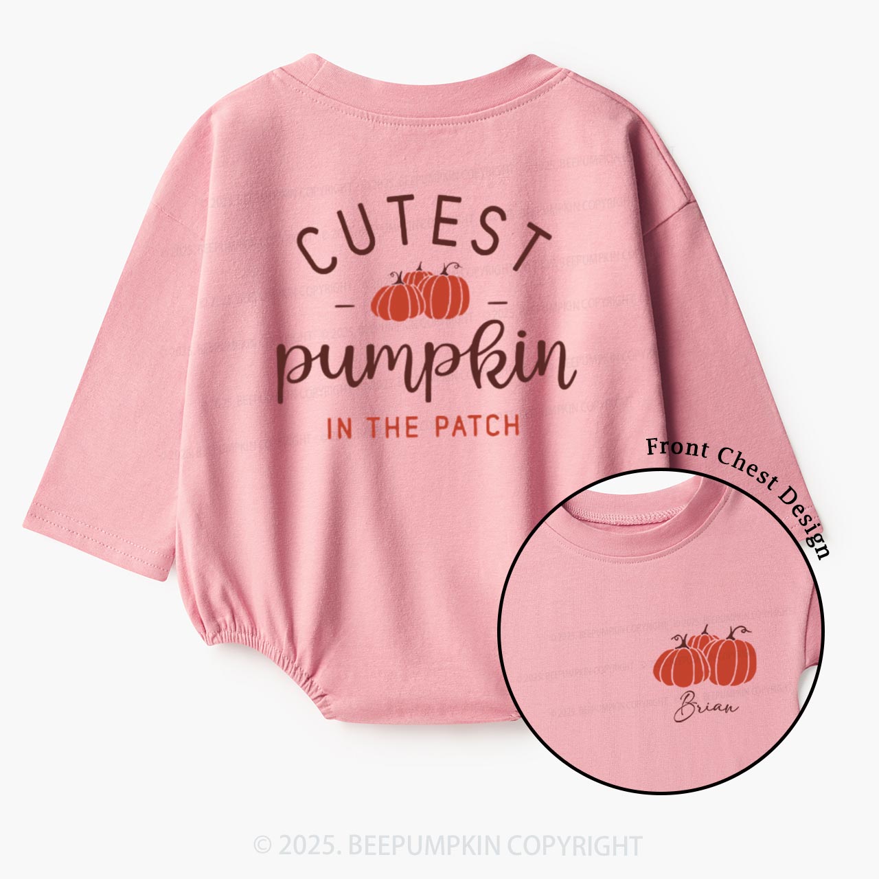 Personalized Fall Pumpkin Bruh Baby Bubble Romper Beepumpkin