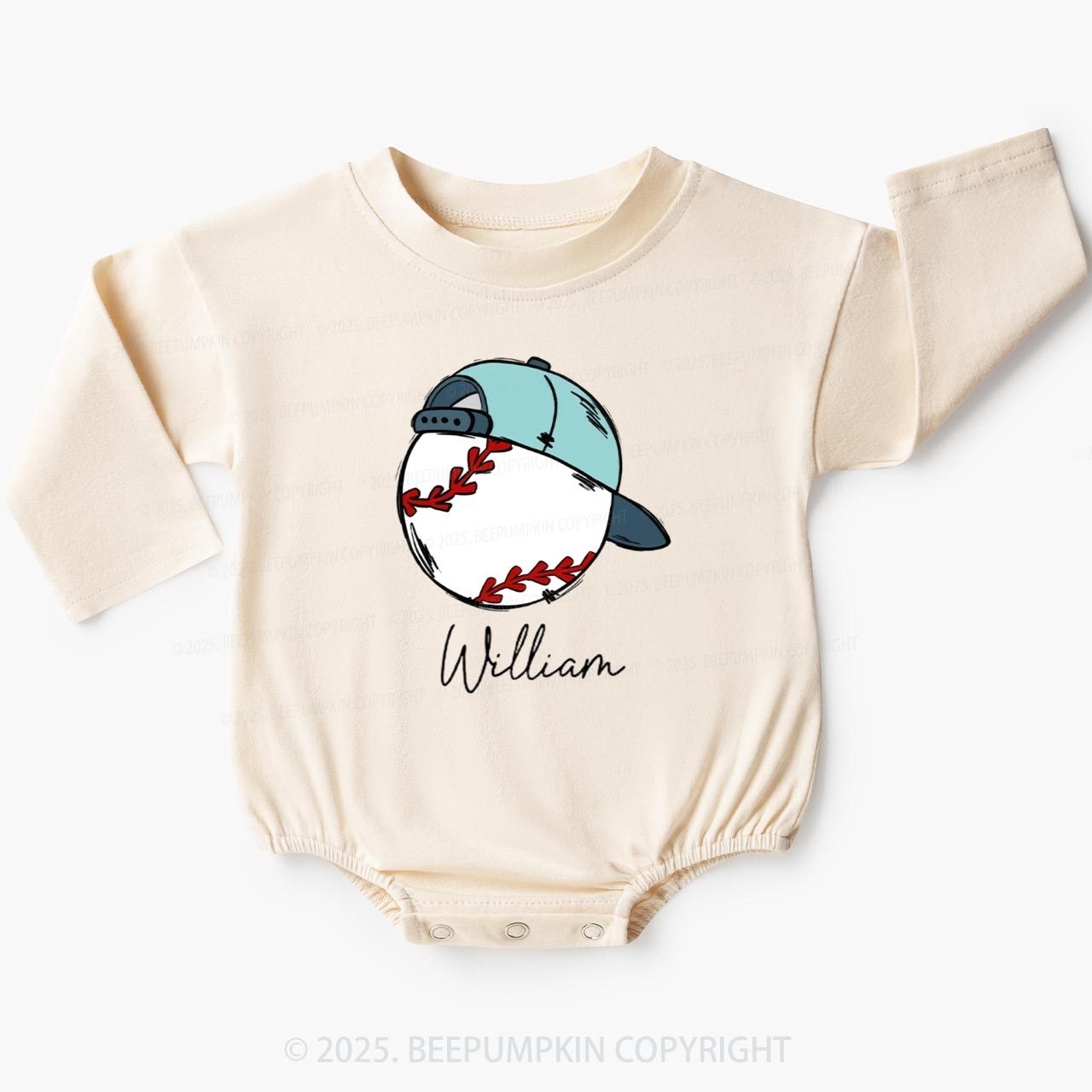 Personalized Boy Baseball Name Baby Bubble Romper Beepumpkin