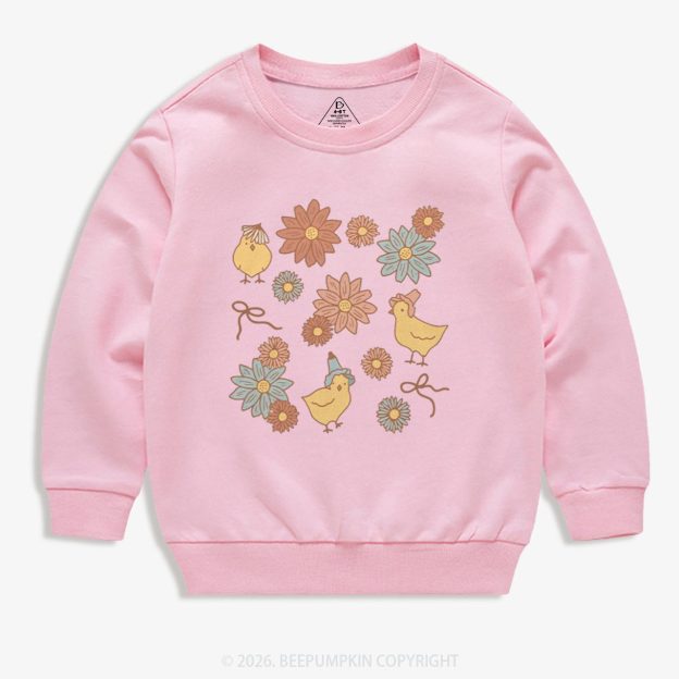 Farm Flower Chicks Kid's Sweatshirt