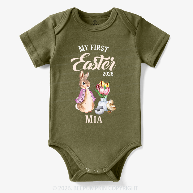 Personalized Little Pink Bunny’s First Easter Baby Bodysuit