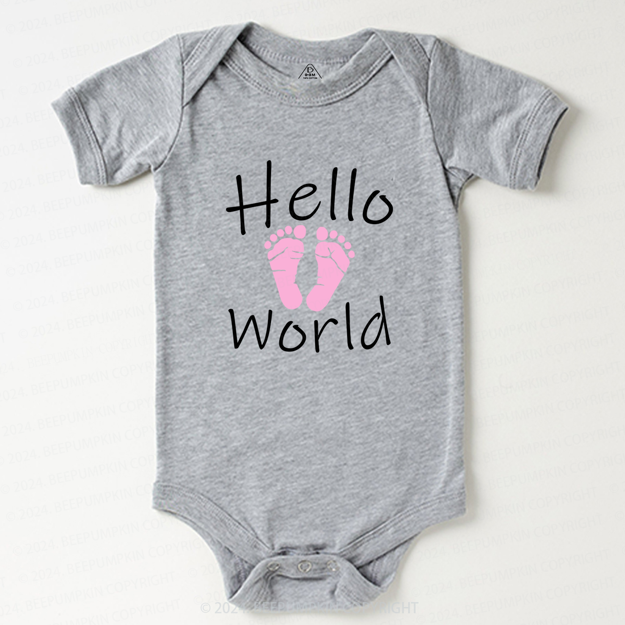 Hello World Footprint Baby Bodysuits 