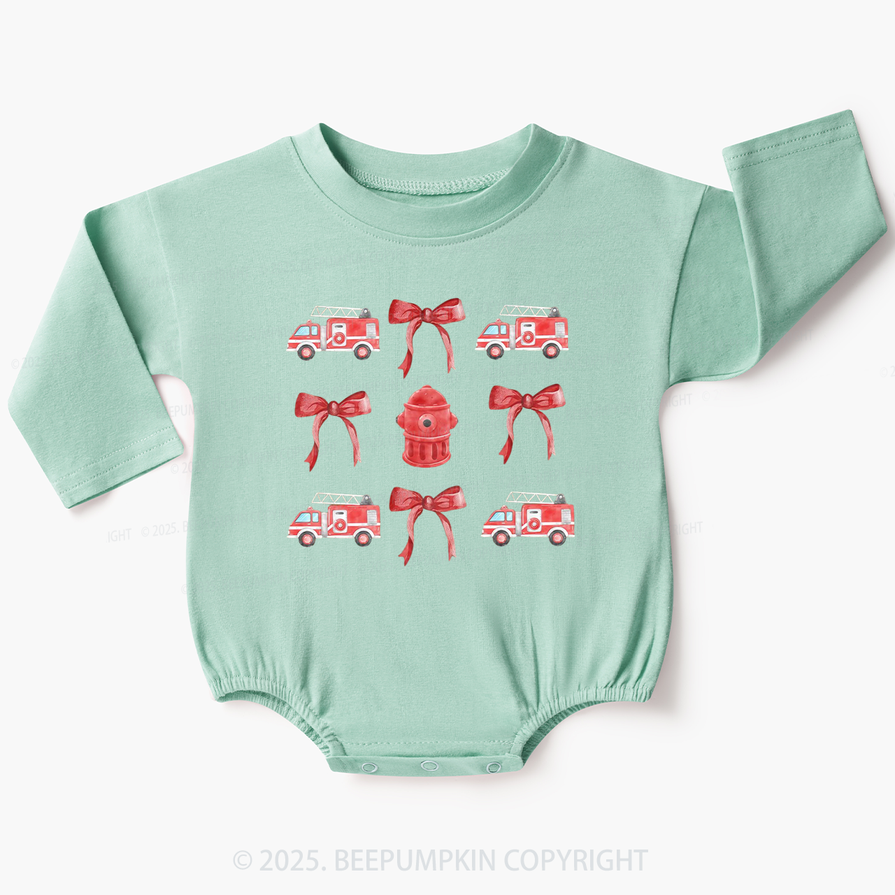 Firetruck Baby Bubble Romper Beepumpkin