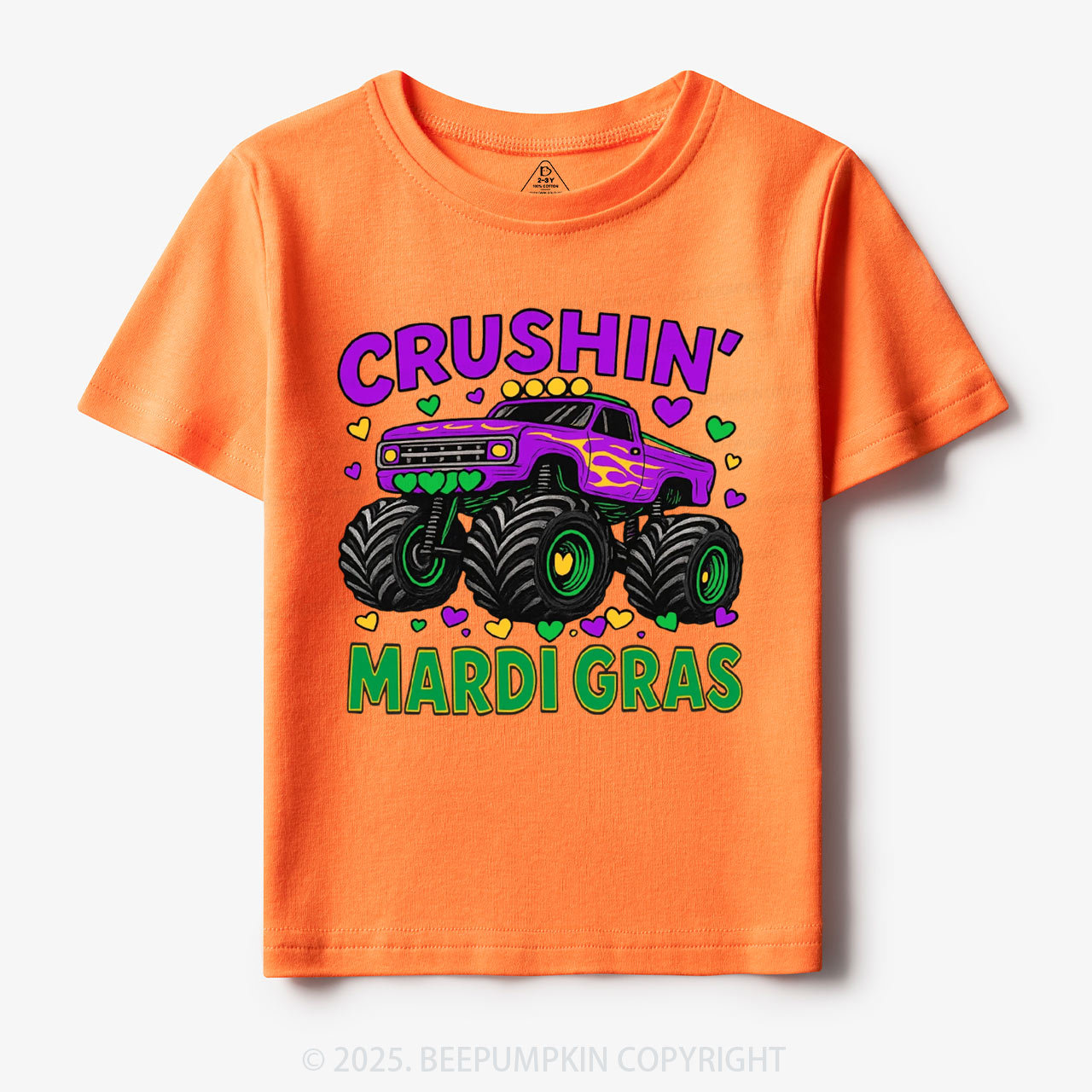 Crushin' Mardi Gras Monster Truck Toddler&Kid's Tees Beepumpkin