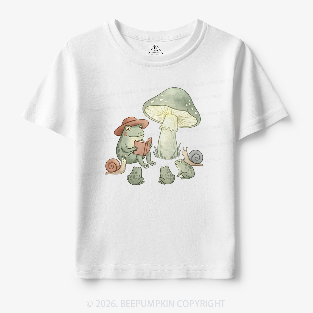 Reading Frog Cute Cottagecore Mushroom Toddler&Kid's Tees